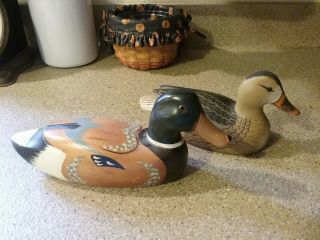 2 Vintage Duck Decoy Hand Carved Painted William A Coleman