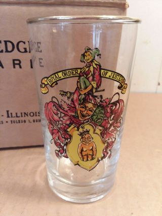 8 Royal Order Of Jesters Roj Vintage Libbey Safedge Glasses Cocktail " Rare "