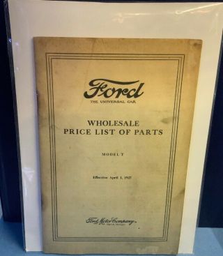 Rare Vintage 1927 Ford Model T Price List Of Parts