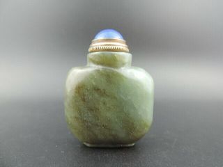 Exquisite Chinese Nature Hetian Jade Snuff Bottle Hand - Carved Copper Spoon A
