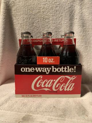 Rare Full 10oz Coca - Cola 6pack One Way No Deposit Bottles And Carton