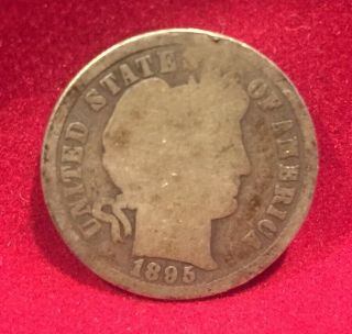 Rare Key Date 1895 - S Barber Silver Dime Very Low Mintage [ 741]