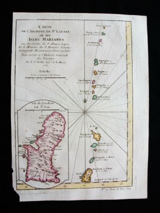 1754 Bellin: Orig.  Map: Asia,  Mariana Islands,  Guam Saipan,  Tinian,  Rota,  Japan