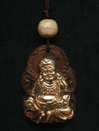 Collect China Tibet Old Copper Carving Gold Plated Tibetan Wealth Buddha Pendant