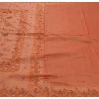 Tcw Antique Vintage Saree 100 Pure Silk Hand Beaded Fabric Peach Sari