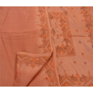 Tcw Antique Vintage Saree 100 Pure Silk Hand Beaded Fabric Peach Sari 3