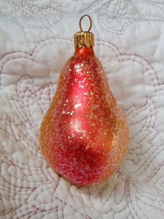 Rare 94 - 335 - 0 Christopher Radko Sugar Pear Blown Glass Christmas Ornament 3.  25 "