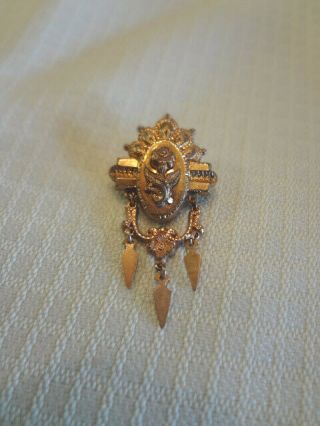 Fabulous Antique Victorian Gold Filled Brooch With Tassels
