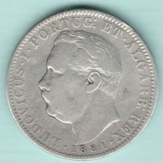 Portugese India Goa 1881 Ludovicus Uma Rupia Extremely Rare Silver Coin