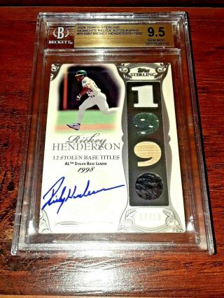 Rickey Henderson Auto Game Jersey Rare Only 10 Exist In The World 9.  5