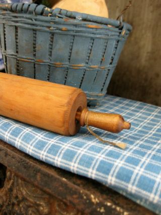 Tiny Antique Child ' s Wood Rolling Pin from German Roombox 3