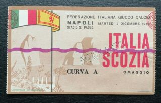 1965 Italy Vs Scotland International Football Match Ticket Napoli Rare