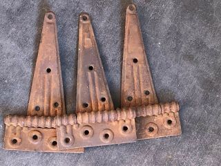 3 Large Barn Door Antique Steel Strap Hinges 10 Inch Vary Rustic Patina