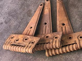 3 LARGE BARN DOOR ANTIQUE STEEL STRAP HINGES 10 INCH VARY RUSTIC PATINA 2