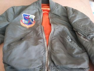 Vintage United States Air Force Bomber Jacket Large with patches Rare size small 3