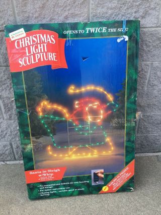 Rare Mr Christmas Silhouette Light Sculpture Santa In Sleigh 51 " X 42 " Huge