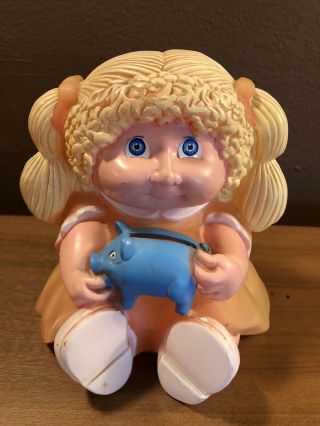 Vintage 1983 Cabbage Patch Kids Bank (girl With Piggy Bank) Stopper