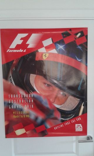 Rare 1996 F1 Australia Race Grand Prix Poster Schumacher Ferrari 70 Cm X 90 Cm