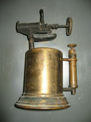 Rare M.  W.  Special Antique Brass Blowtorch W/ Handle Pump