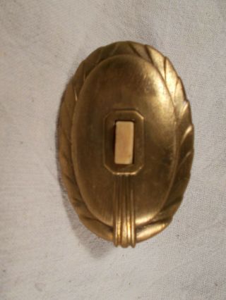 Vintage Art Deco Push Button Brass Door Bell Buzzer,  Great Patina