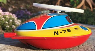 Rare 1970s T.  N.  Nomura Toys Tin Friction Space Copter N - 78 80,  Box Japan