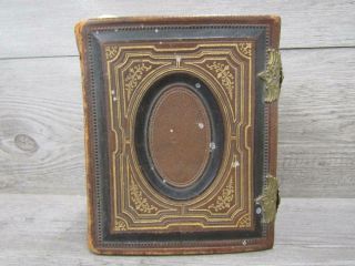 Antique Photograph Book Leather Bound Metal Latches