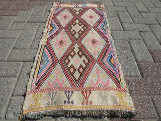 Anatolia Small Kilim Doormat Bedroom Bathmat Tapis Yastik Rug Carpet 17,  7 " X39,  7 "