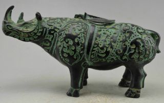 Collectible Asian Chinese Bronze Handwork Carved Rhinoceros Statue