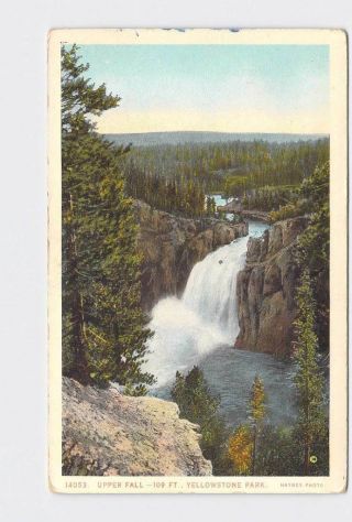 Antique Postcard National State Park Yellowstone Upper Falls 3