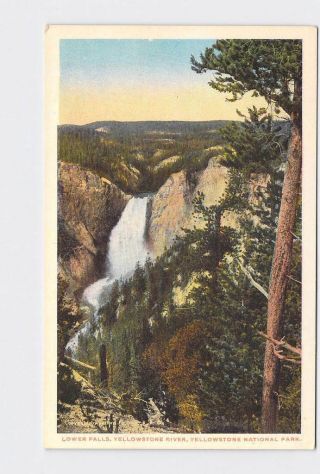 Antique Postcard National State Park Yellowstone Lower Falls 13