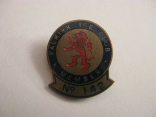 Rare Old Falkirk Lions Ice Hockey Club Member No.  142 Enamel Brooch Pin Badge