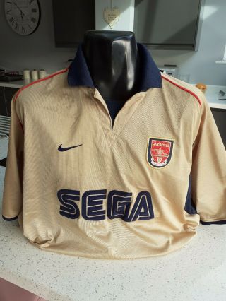 Rare Arsenal 2001/2002 Sega Away Football Shirt Nike Dri Fit - Adult Size Xl