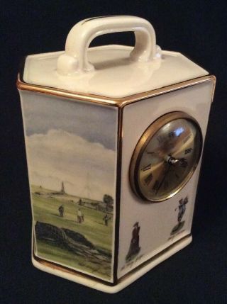 Rare Ceramic Golf Mantle Clock St Andrews Pointers Of London & Edinburgh
