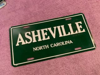 RARE ASHEVILLE NC License Plate Tag NORTH CAROLINA ASHEVILLE Green 2