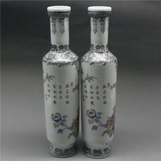 A PAIR EXQUISITE CHINESE Old PORCELAIN HANDWORK PEACOCK FLOWER BIRD VASES 2