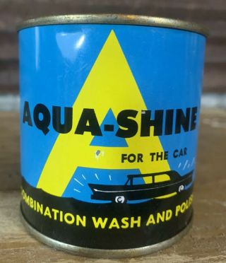 Rare Full Nos Vtg 50s Aqua - Shine Car Wash & Polish Can Gas & Oil Denver Co