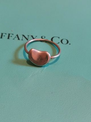 Authentic And Rare Silver Tiffany & Co Elsa Peretti Bean Ring Size 5