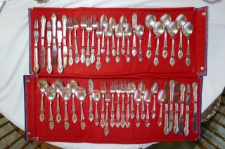 Antique 52 Pc Wm Rogers Mfg Co Reinforced Silver Plated Aa Flatware In 2 Cases