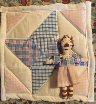 Mini Primitive Raggedy Ann Doll & Quilt Set Handcrafted Primsical Prairie