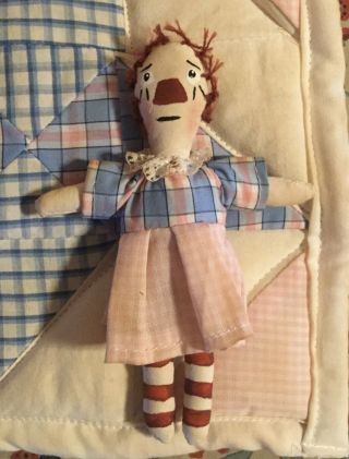 Mini Primitive Raggedy Ann Doll & Quilt Set Handcrafted Primsical Prairie 2