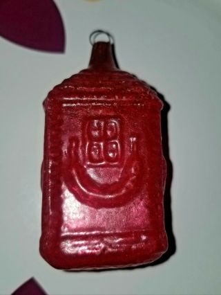 Antique German Mercury Glass Red Mennorah Christmas Ornament