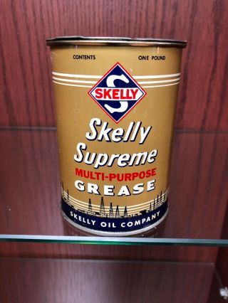 Rare.  Near.  Skelly.  1 Lb.  Grease Can.  Great Graphics