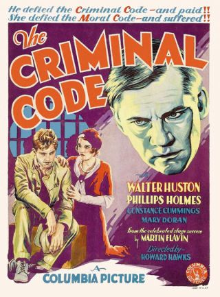 The Criminal Code Walter Huston Vintage Movie Poster