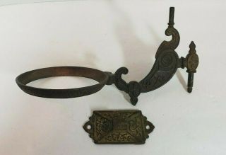 Antique Victorian Cast Iron Lamp Wall Mount Swing Arm Sconce & Bracket