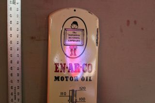 Rare 39 " En - Ar - Co Motor Oil Porcelain Metal Thermometer Dealer Sign