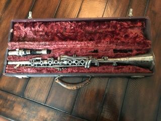 vintage antique silver Varsity clarinet w/original case 3