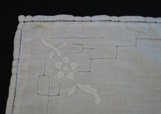 Vintage Baby Or Doll Pillow Case With Drawn Thread And Shadow Applique Work