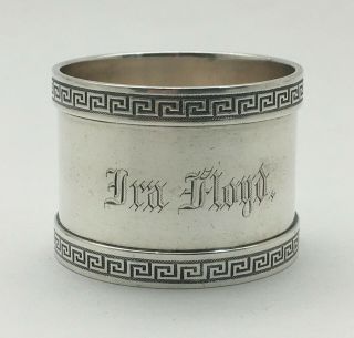 A Fine Aesthetic Greek Key Rims Heavy Sterling Silver Napkin Ring " Ira Floyd "