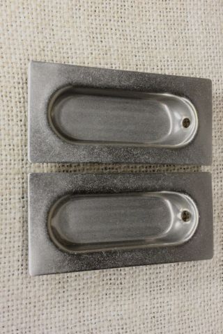 2 Flush Sash Lifts Recessed Pull Pocket Door Dull Satin Nickel Brass Old Vintage