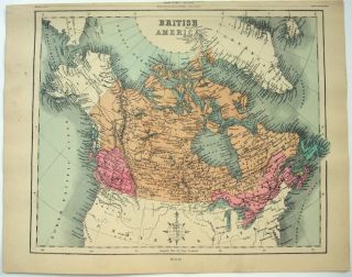 1878 Map Of British America By William Hughes.  Canada.  Antique